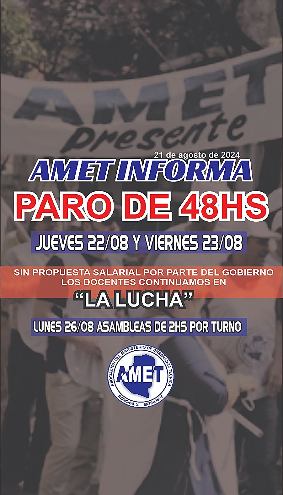 Paro Docente (2024: agosto, 22 y 23) – Seguimos en lucha