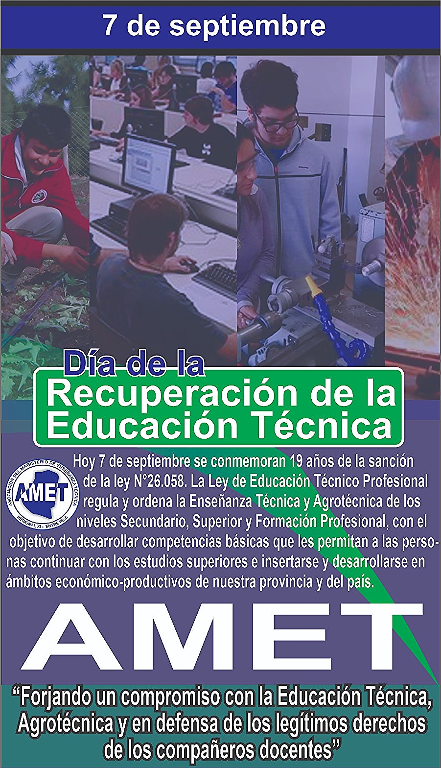 Día de la Recuperación de la Educación Técnica con la Ley N° 26.058 (7 de septiembre)